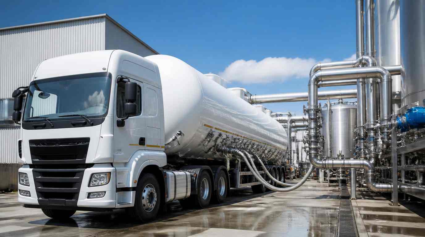 Ilustrasi Pengiriman pasokan liquid CO2 untuk manufaktur lokal menggunakan layanan Liquid CO2 Karawang Pelita Buana