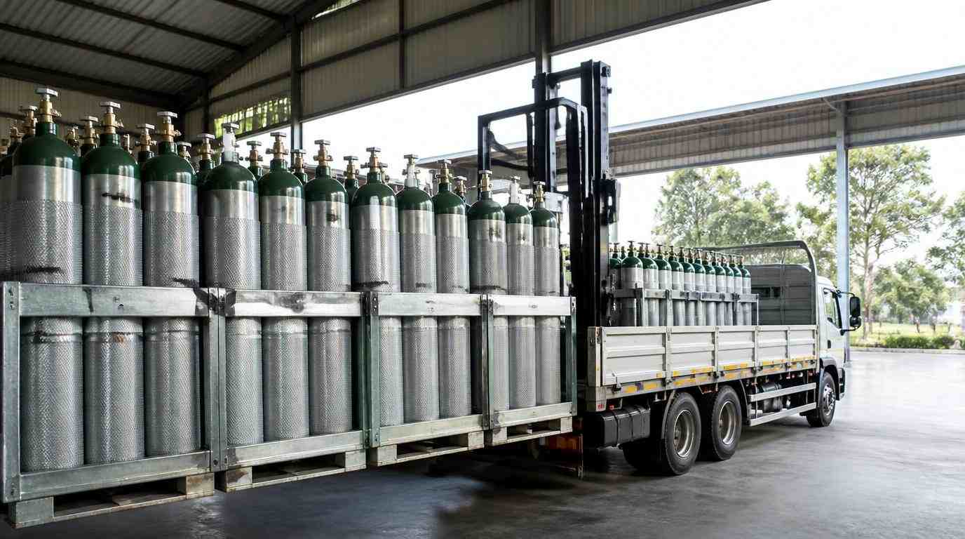 Ilustrasi Layanan sewa tabung gas industri Karawang teruji K3 untuk operasional pabrik