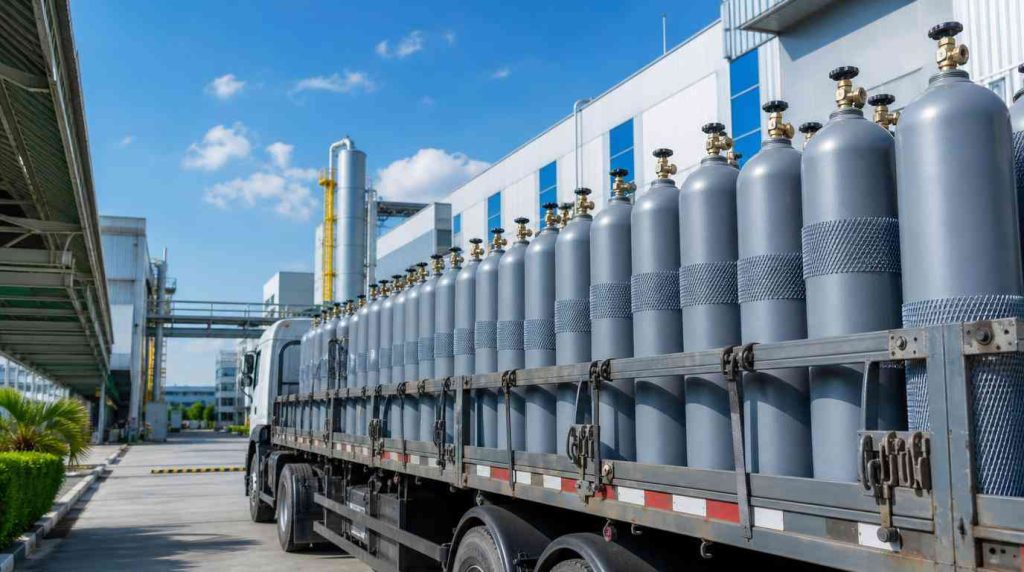 Ilustrasi Layanan sewa tabung gas industri Subang teruji K3 untuk pabrik